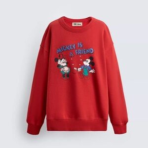 Zara Red Mickey Mouse Sweatshirt